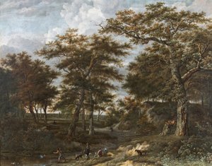 Landschap met jagers door Adriaen Hendricksz. Verboom