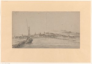 Gezicht op een stad in de Tiber Vallei door Adriaen Honich