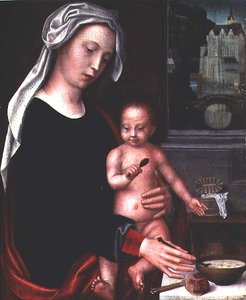 Madonna en Kind door Adriaen Isenbrandt or Isenbrant