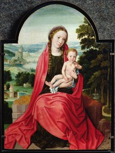 Maagd met het Christuskind dat een viooltje vasthoudt door Adriaen Isenbrandt or Isenbrant