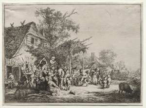 Festival onder de prieel door Adriaen Jansz. van Ostade