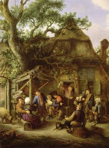 Blije boeren (detail) door Adriaen Jansz. van Ostade