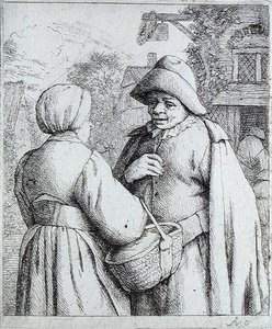 Man en Vrouw in Gesprek door Adriaen Jansz. van Ostade