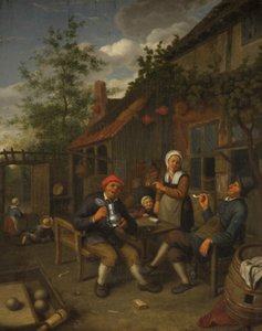 Boeren Drinken Buiten een Herberg door Adriaen Jansz. van Ostade