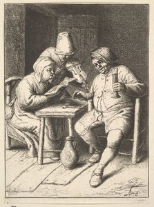 Zingend paar en viool, 1610-85 door Adriaen Jansz. van Ostade