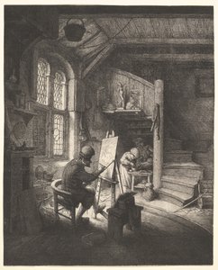 De schilder in zijn atelier