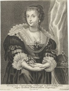 Portret van Henrietta Maria, echtgenote van Karel I van Engeland door Adriaen Lommelin
