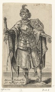 Portret van Dirk I, graaf van Holland - Graven en gravinnen van Holland (serietitel) door Adriaen Matham