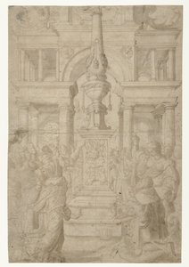 Salomon aanbidt een afgodsbeeld
