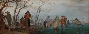 Winter (Vermaak op het ijs) door Adriaen Pietersz van de Venne