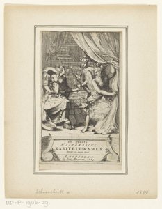 Allegorische voorstelling met Vader Tijd, Mercurius en Wijsheid door Adriaen Schoonebeek