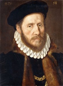 Portret van een Bejaarde Heer met Baard, buste lengte, met Gouden Kettingen onder een met Bont gevoerde Jas, 1575