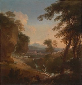 Landschap met verre bergen door Adriaen van Diest