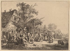 Dans onder de prieel door Adriaen van Ostade