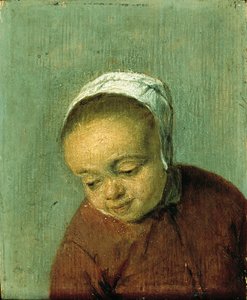Hoofd van een meisje door Adriaen van Ostade