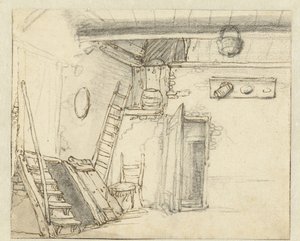 Hoek van het interieur van een schuur