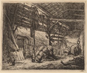 Interieur van een schuur