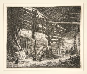 Interieur van een schuur