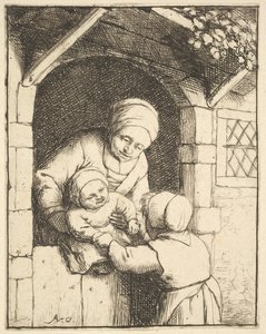 Klein Meisje Spelend met een Baby in de Armen van haar Moeder, 1610-85
