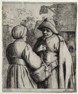 Man en Vrouw in Gesprek door Adriaen van Ostade