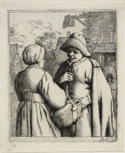 Man en Vrouw in Gesprek door Adriaen van Ostade