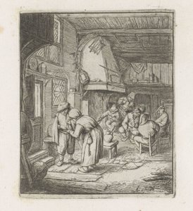 Man betaalt een vrouw in een herberg door Adriaen van Ostade