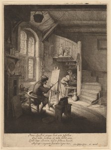 Schilder in zijn atelier