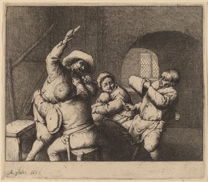 Ruzie onder boeren door Adriaen van Ostade