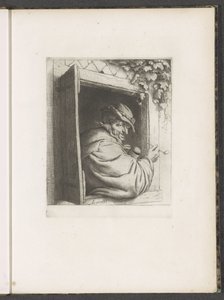 Rokende man in een raamopening door Adriaen van Ostade