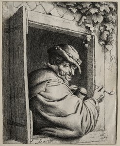 De roker bij het raam door Adriaen van Ostade