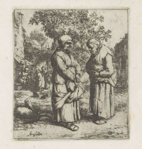 Twee oude vrouwen in gesprek door Adriaen van Ostade