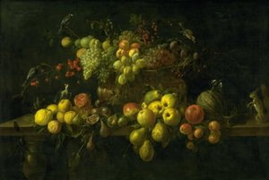 Stilleven met fruit op een tafel door Adriaen van Utrecht
