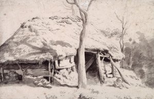 Een schaapskooi in het bos door Adriaen van de Velde