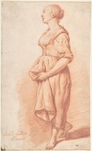 Ein junges Mädchen, das nach links geht door Adriaen van de Velde