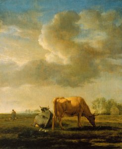 Koeien in een veld door Adriaen van de Velde