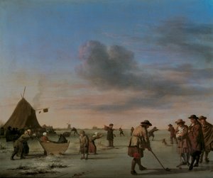 Golfers op het ijs bij Haarlem, 1668 door Adriaen van de Velde