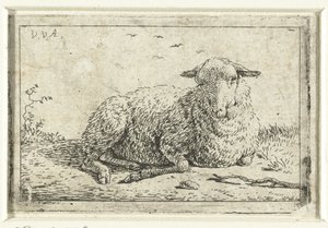 Liggend schaap door Adriaen van de Velde