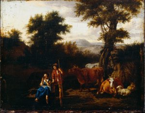 Boeren en vee door Adriaen van de Velde
