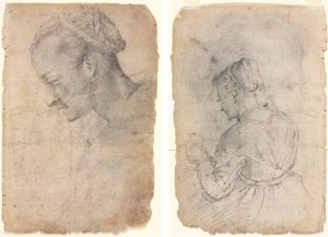 Profiel van een Vrouwenhoofd (recto) Een Keukenmeid (verso) door Adriaen van de Velde