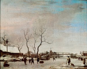 Riviere gelee met schaatsers