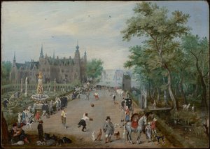 Een balspel voor een landelijk paleis door Adriaen van de Venne