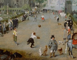 Een jeu de paume voor een landelijk paleis door Adriaen van de Venne