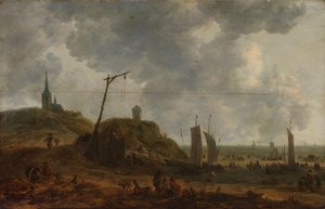 Het strand van Katwijk door Adriaen van der Kabel