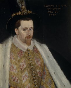James VI en I 1566-1625, koning van Schotland, 1595 door Adrian Vanson