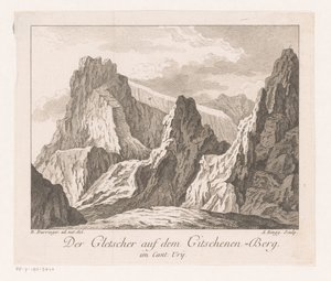 Gezicht op een gletsjer in de Alpen