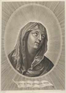 Het hoofd van de Maagd die naar rechts kijkt, in een ovaal frame, naar Reni