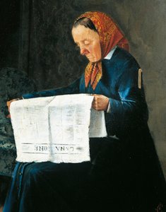 Krant lezen, door Adriano Cecioni (1836-1886)
