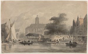 Gefantaseerd stadsgezicht door Adrianus Eversen
