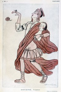 Komische tekening door Barrere over Andre Antoine (1858-1943), Franse regisseur, theoreticus, acteur en theaterdirecteur - in 