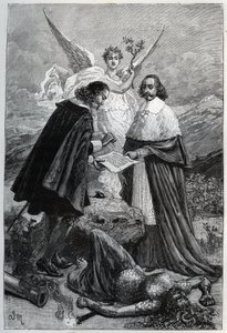 Allegorie van het Pyreneeën Vredesverdrag op 7 november door Adrien Emmanuel Marie